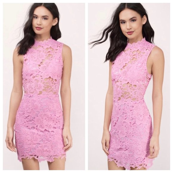 Tobi Dresses & Skirts - Tobi Sweet Fantasy Pink Lace Bodycon Dress Small
